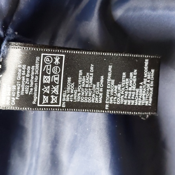 Blue Wool Blenld Short Jacket, Dark Blue Color, Double Breasted Style, Size M - Picture 6 of 7